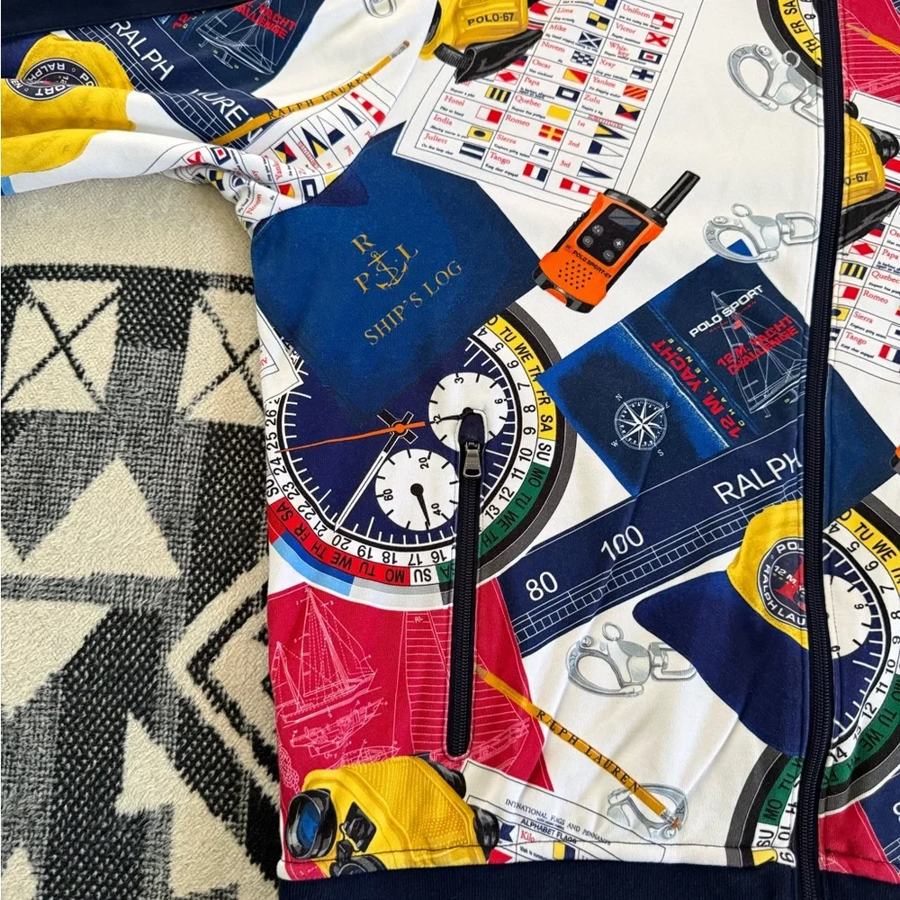 Polo Ralph Lauren Double-Knit Yacht Challenge Nautical Polo Sport Graphic Jacket